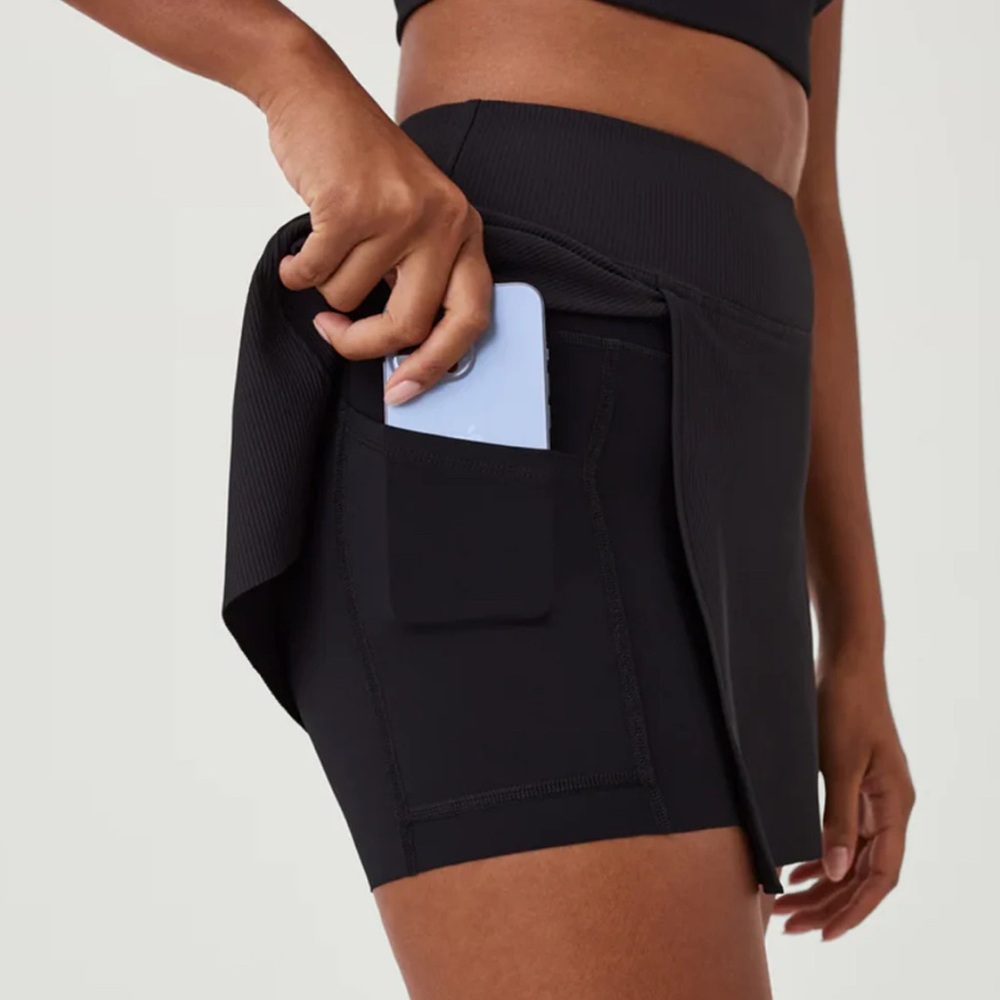 SPANX Get Moving Contour Rib Front Slit Skort 1X Very Black Sporty Tennis NEW - Picture 6 of 17